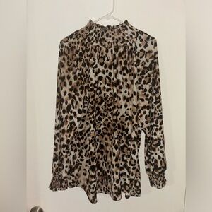 Chico’s long sleeve leopard dress shirt